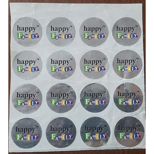 Silver Paper Round Printed Sticker - Color: Multicolor Available