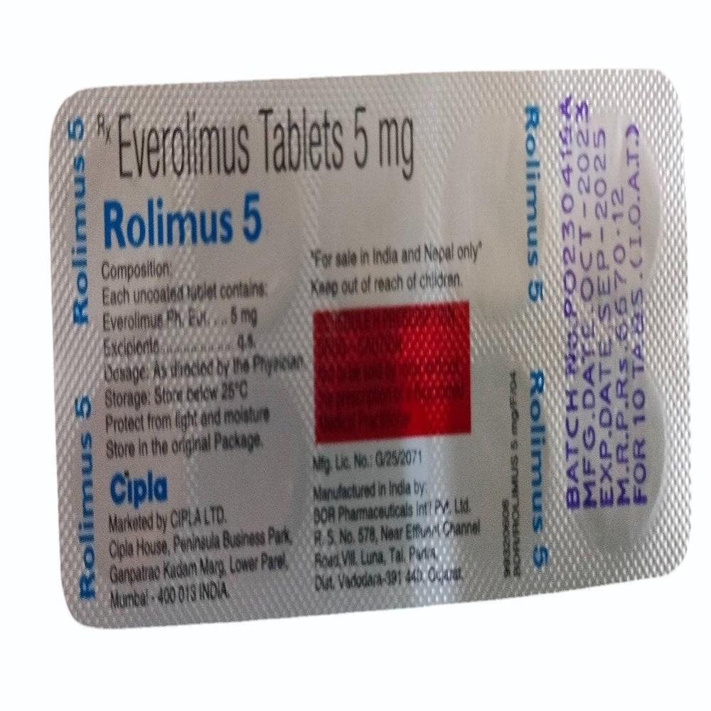 Rolimus-5 Everolimus 5mg Tablets - Origin: India
