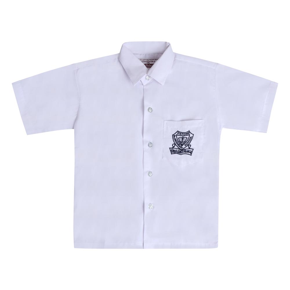 Kid School Half Sleeve Shirt - Cotton Fabric, Customized Sizes, Suitable For Female Students, Washable, Plain Dyed, Ideal For All School Levels