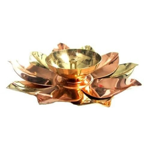 AJN-134 Gold Plated Lotus Diya