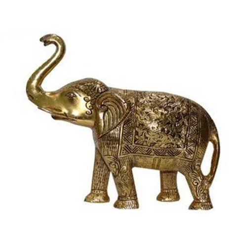 Ajn-92 Brass Elephant Statue - Color: Golden