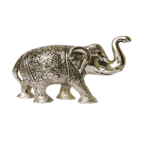 Silver Plated Brass Elephant Statue - Features: Rust Proof