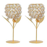 Crystal Candle Holder - Color: Golden