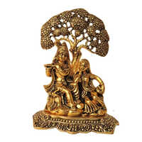 Ajn-12 Brass Radha Krishna Statue - Color: Golden
