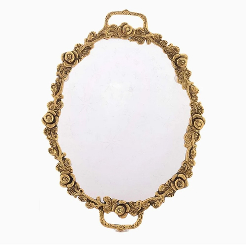 Handmade Serving Tray With Brass Metal Handle For Home - Color: Different Available