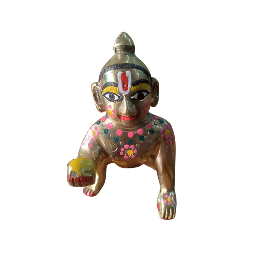 Brass Laddu Gopal Statue - Color: Golden