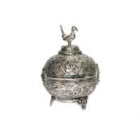 AJN-114 Silver Plated Brass Sindoor Box