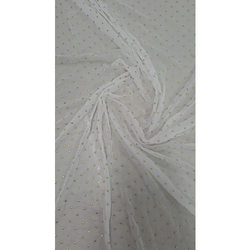 Golden Dotted Embellished Nylon Fabric
