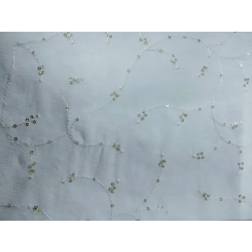 White Sequence Dyeable Dupatta Fabric