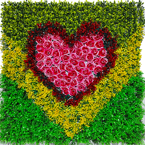 Artificial Flower Red Heart Vertical Garden Sheet 004