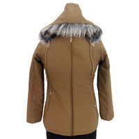 Ladies Jacket Model 3 - Polyester, Medium Length, Black, Windproof, Water Resistant, Fleece Lined, Detachable Hood
