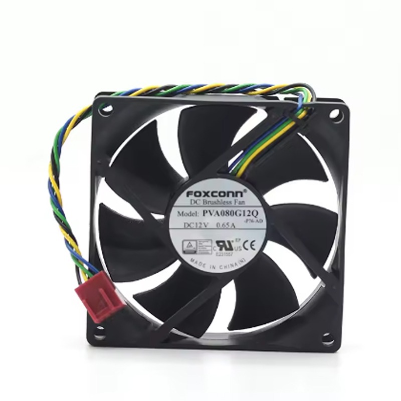 FOXCONN PVA080G12Q 4-Pin PWM Fan with 12V 0.65A 19-62.5CFM Large Air Volume Electric Power Source for Cooling OEM Customizable