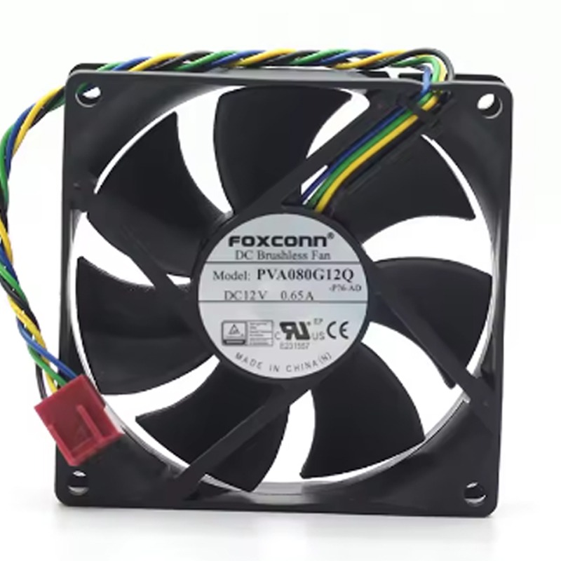 Foxconn Pva080g12q 4-pin Pwm Fan With 12v 0.65a 19-62.5cfm Large Air Volume Electric Power Source For Cooling Oem Customizable - Color: Black