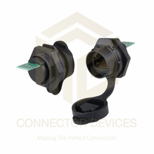 LP16 RJ45 Cat6 Female Socket IP67 Waterproof Ethernet Connector Panel Mount