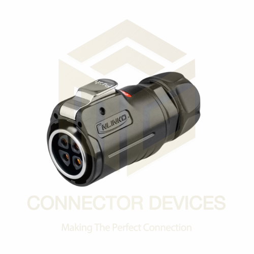 LP24 500V 25A 4Pin Female Plug IP67 Waterproof Power Connector Plastic+Metal Shell Solder Terminal