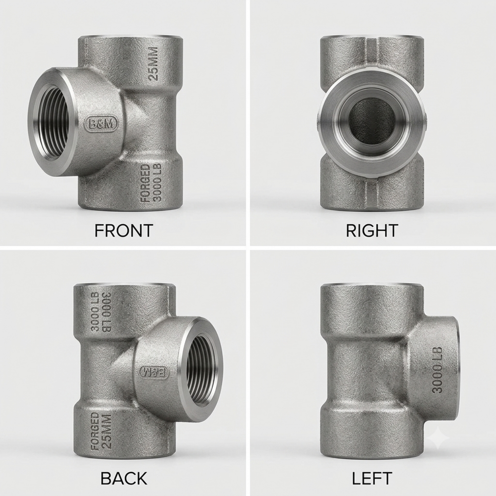 Forged Tee - Stainless Steel, Hot-Rolled Seamless Design | Corrosion-Resistant, Galvanized Finish, Multiple Grades Available