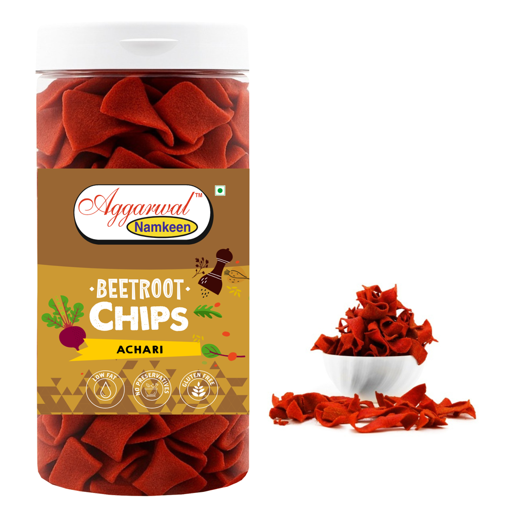 Beetroot Achari Chips - Vegan-friendly Achari Snack, 6 Months Shelf Life , No Artificial Colors Or Flavors In Sturdy Box Packaging