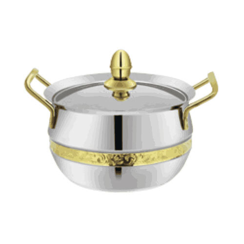Stainless Steel Handi With Brass Band And Handles - Coating Type: Teflon