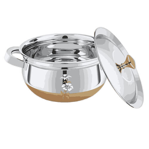 Stainless Steel Handi With Lid For Cooking And Serving - Coating Type: Teflon