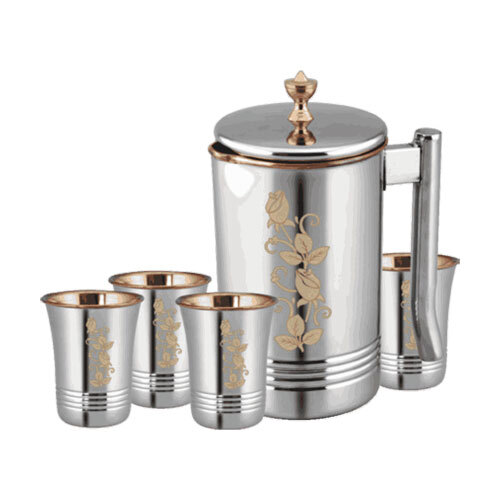 Stainless Steel Jug Set With 4 Glasses - Coating Type: Teflon