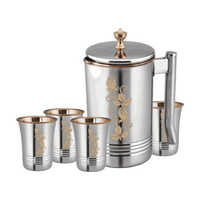 Stainless Steel Jug Set With 4 Glasses - Coating Type: Teflon