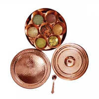 Copper Hammered Spice Box With Bowls And Spoon