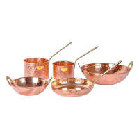 Hammered Pure Copper Cookware 5 Piece Set - Coating Type: Ceramic
