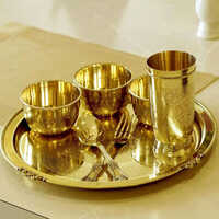 Brass 7 Pieces Etched Dinner Set - Coating Type: Ptfe-free