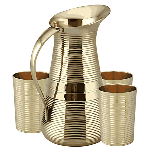 Brass Jug And Glass With Linning Design - Coating Type: Ptfe-Free