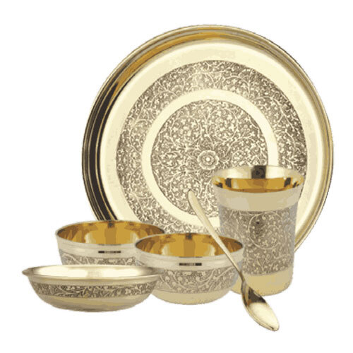 7 Pieces Pure Brass Dinner Set - Coating Type: Ptfe-Free