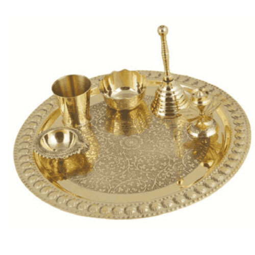 Pure Brass Pooja Thali Set - Coating Type: Ptfe-Free