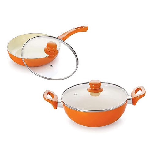 Ceramic Coated Induction Base Aluminium Pan And Kadhai - Color: Different Available