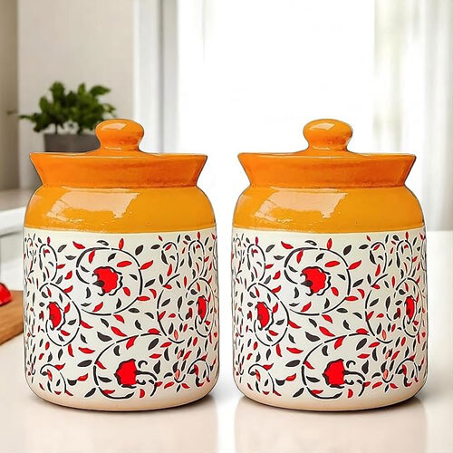 1000Ml Set Of 2 Ceramic Handmade Pickle Jars - Color: Different Available
