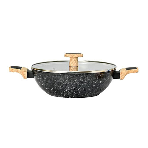Granite Ceramic Kadhai With Glass Lid - Color: Different Available