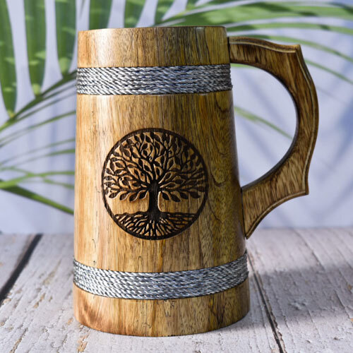 Handmade Wooden Mug - Design Type: Modern