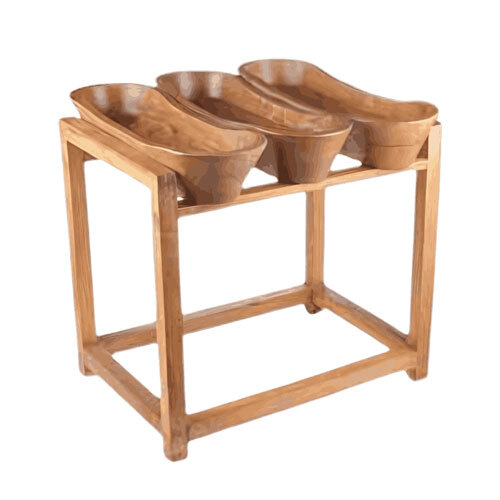 Wooden 3-Bowl Food Serving Stand - Design Type: Modern