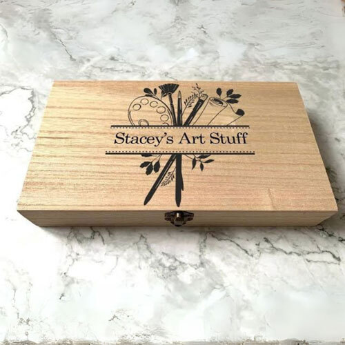 Wooden Art And Craft Box With Paintbrush And Palette - Design Type: Modern