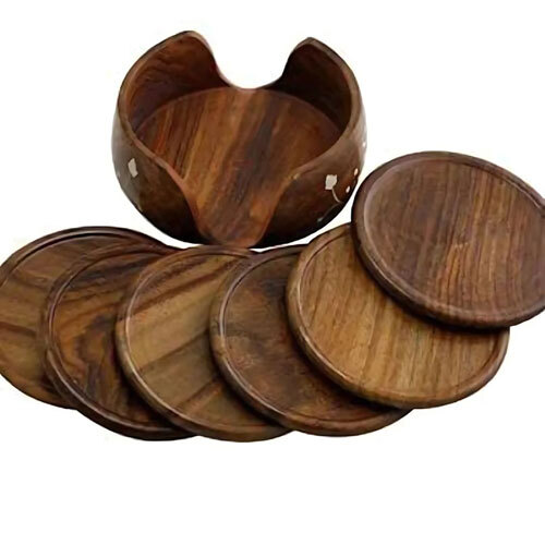 Wooden Beautiful Tea Coaster Set Of 6 Plate - Design Type: Modern