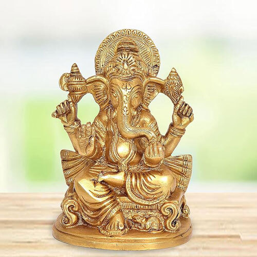 Brass Lord Ganesha Ganesh Idol Statue Murti - Color: Various Available