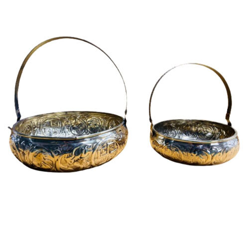 Traditional Brass Pooja Basket - Color: Various Available