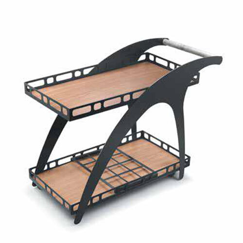 2-Tier Room Service Trolley With Wood Finish Shelves - Features: High Quality
