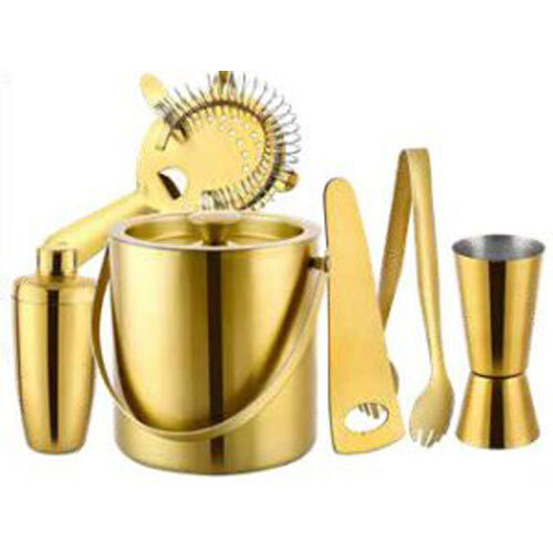 Cocktail Bar Tool Set With Ice Bucket - Features: High Quality