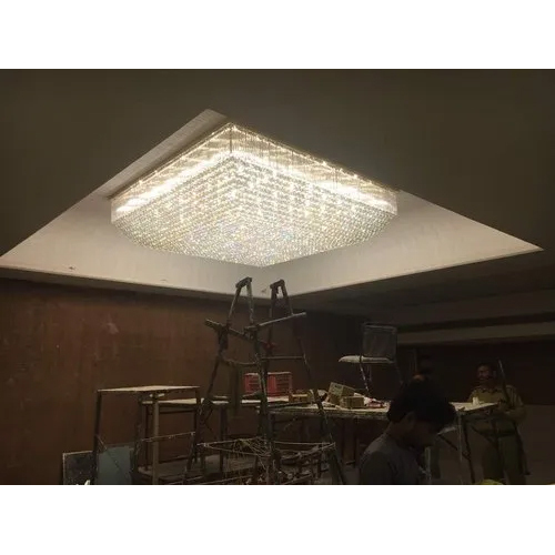 Antique Square Crystal Chandelier - Color: Golden