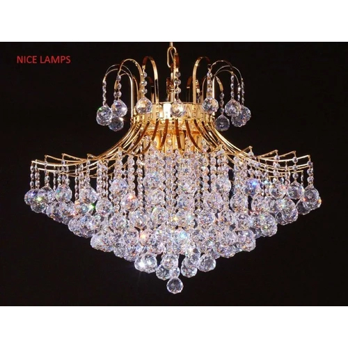 Brass And Crystal Chandelier - Color: Transparent