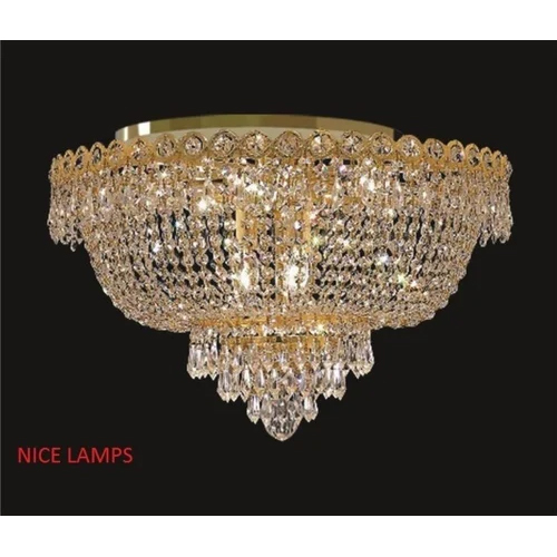 Brass And Crystal Chandelier - Color: Transparent