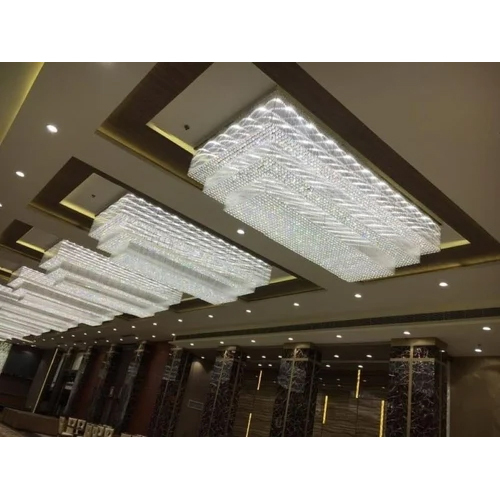 Led Rectangular Crystal Chandelier - Color: Transparent