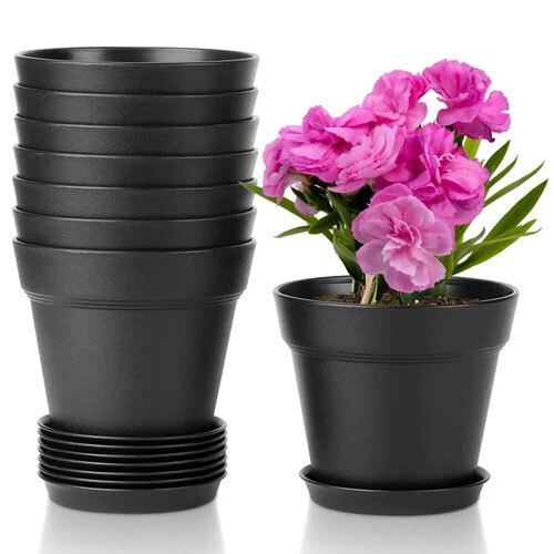 Metal Flower Pot - Color: Black