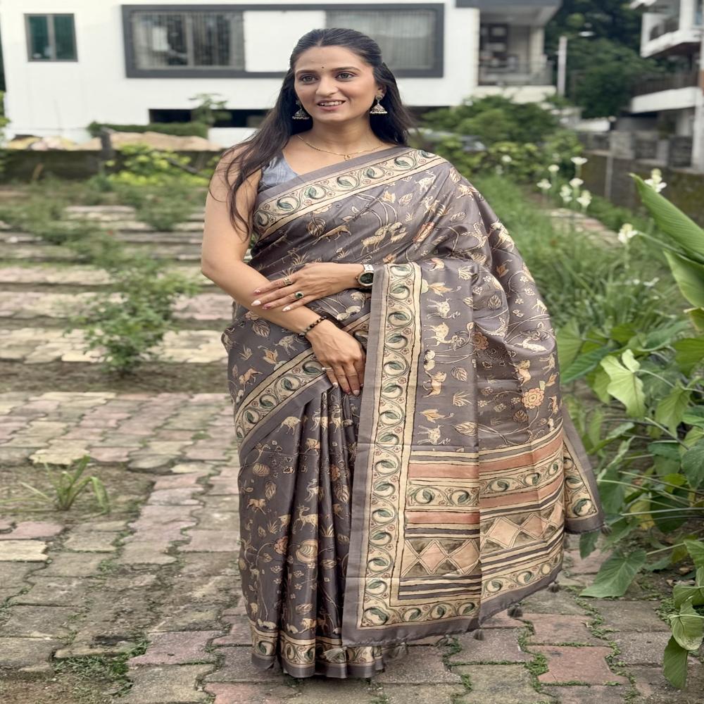 Kalamkari Printed Cotton Silk Saree - Feature: Premium Quality