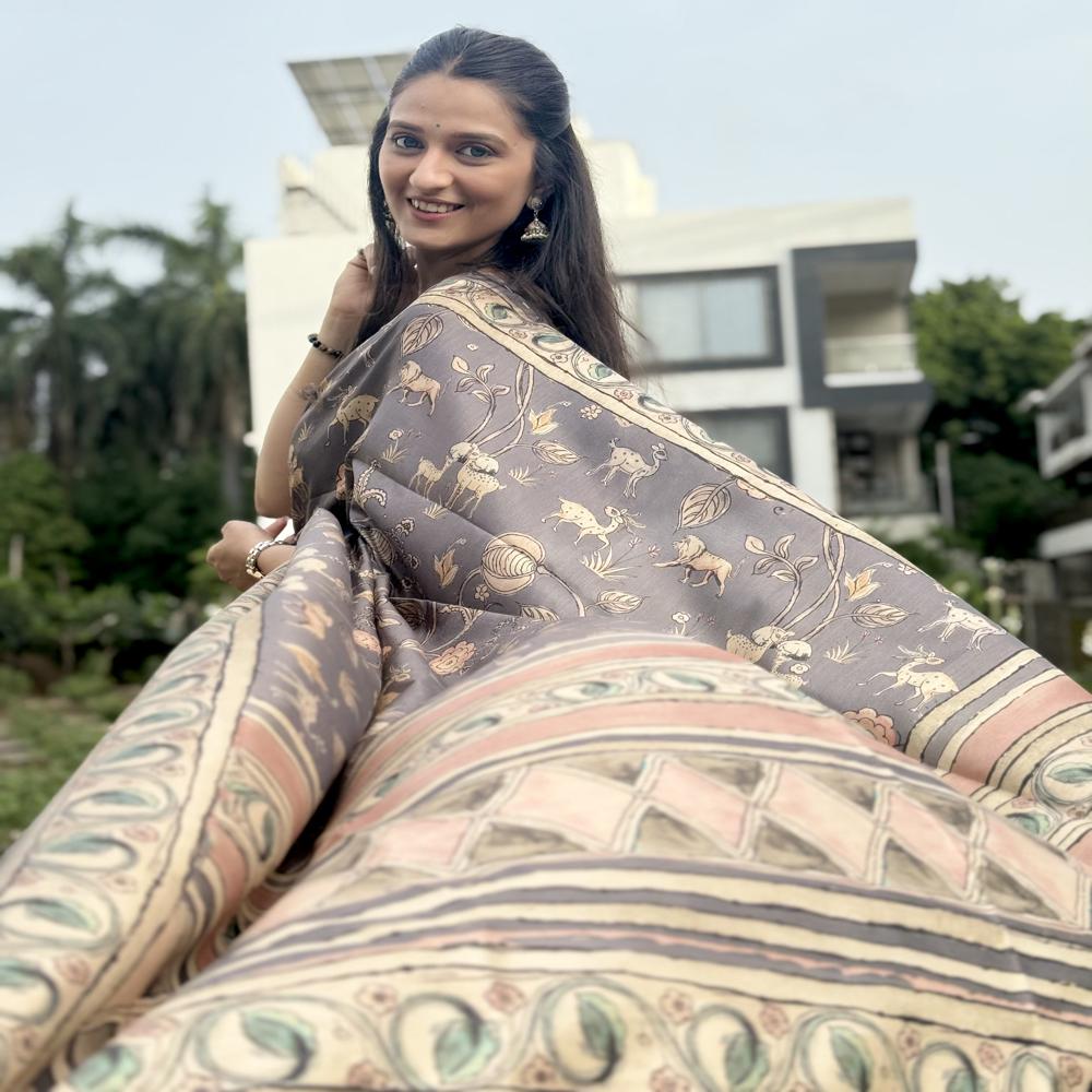 Kalamkari Printed Cotton Silk Saree