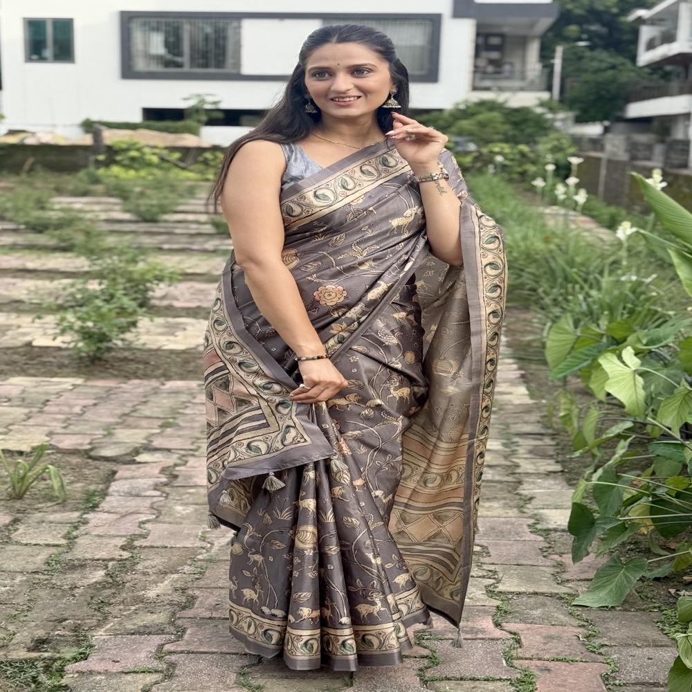 Kalamkari Printed Cotton Silk Saree
